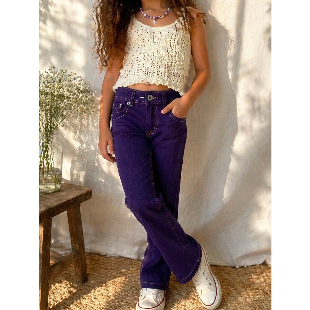 Mini Boden Purple Jeans Girls 6Y | Adjustable Waist | Preppy Color Denim